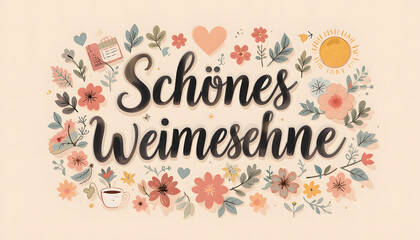 Vintage Floral "Sch&ouml;nes Weimes&ouml;hne" Holiday Greeting Card (Typo Style)