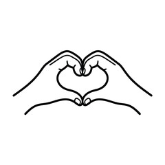 Fototapeta premium Outline of two hands forming a heart shape with fingers