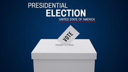 3D Render of Voting Ballot Box with Vote Card – United States Presidential Election Concept