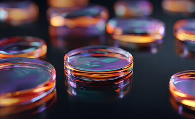 Futuristic glowing coins in motion with abstract background Vibrant Rim Light technology vibrant background colorful modern