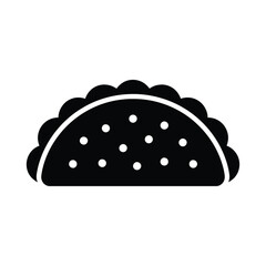 Simple black and white icon of a taco