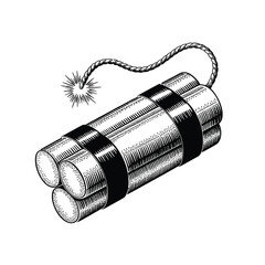 Vintage style illustration of a stick of dynamite with a lit fuse