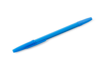 Blue ballpoint pen with cap