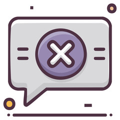 Obraz premium Chat Bubble Featuring an X Symbol Designating Rejection or Dismissal Concept Illustration