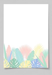 Pastel Tropical Foliage Border Illustration for Backgrounds and Creative Projects
