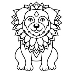 Dog Mandala Vector Icon in Line Art Style