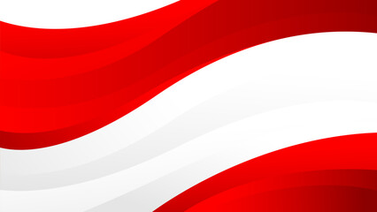 Naklejka premium Abstract red and white wave background. Modern Indonesian flag color theme. Perfect for Independence Day banners, patriotic celebration posters, national events, web headers, and more