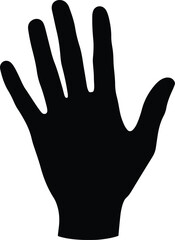 Black hand silhouette open palm five fingers vector, black, hand, silhouette, open, palm, fingers, five, human, body part, graphic, symbol, isolated, white background, simple, clean, vector, illustrat