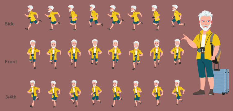 Old mand running animation spritesheet