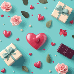 Romantic Valentine's Day flat lay composition