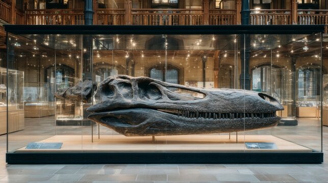 Dinosaur Fossil Displayed at Natural History Museum Exhibit