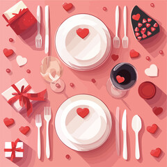 Romantic dinner setting for Valentine's Day