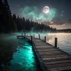 night landscape with moon
