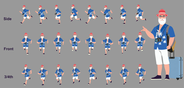 Old mand running animation spritesheet