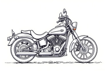 Fototapeta premium Motorcycle Illustration Side View Isolated on White