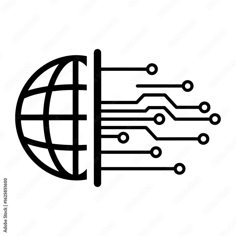 Aufkleber vector illustration of a globe connected to a circuit board network on transparent background