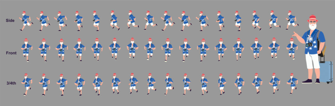 Old mand running animation spritesheet