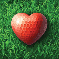 Valentine's Day Heart-Shaped Golf Ball on Green