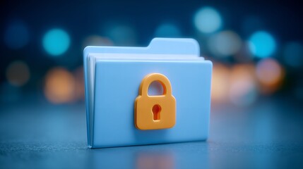 3D illustration of a locked confidential document