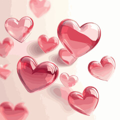 Romantic Pink Hearts Vector Quality Illustration