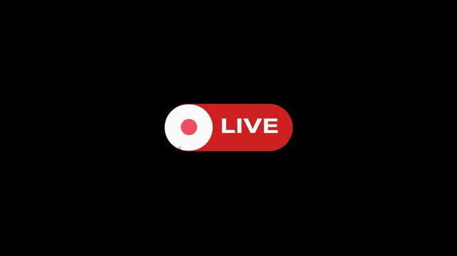 Live Stream Button Animation with Black Background for Broadcast and Media