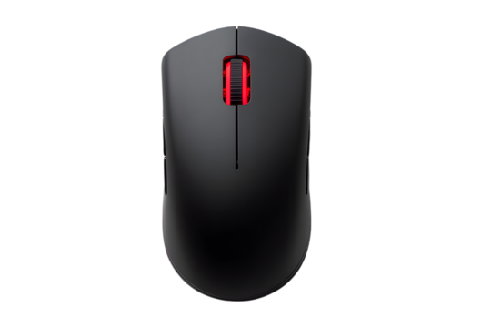 Black wireless computer mouse isolated on transparent background