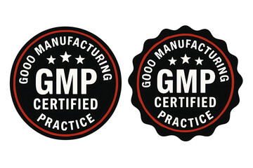 Obraz premium Good Manufacturing Practice certified round stamp on white background.