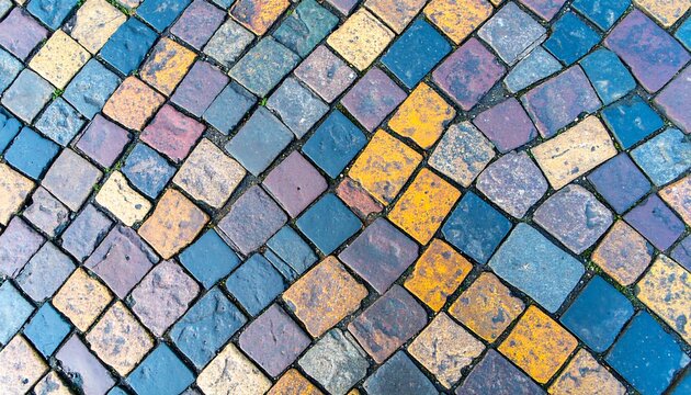 Colorful cobblestone pavement texture