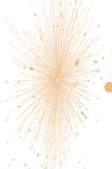 Obraz premium Soft golden fireworks burst in the sky with delicate spark trails. Elegant and festive celebration element, isolated on transparent background. Subtle and graceful firework display.