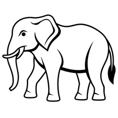 Elephant Outline Vector with Silhouette Style