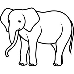 Elephant Outline Vector with Silhouette Style