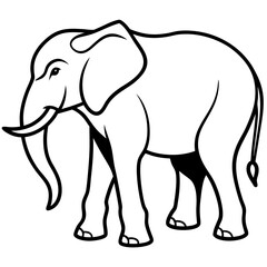 Elephant Outline Vector with Silhouette Style