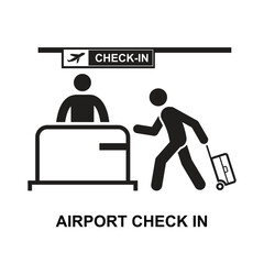 Airport check in icon isolated on background vector illustration.