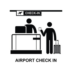 Airport check in icon isolated on background vector illustration.