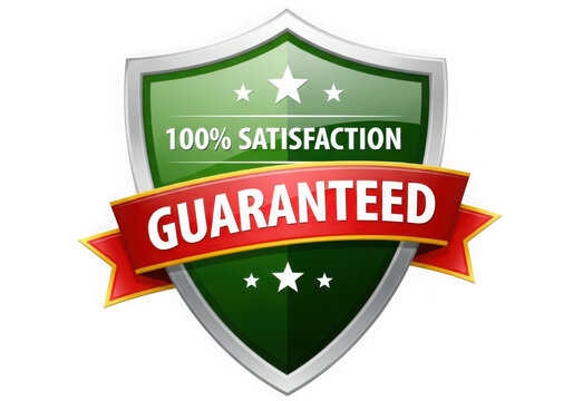 Satisfaction guaranteed shield badge vector illustration isolated on transparent background