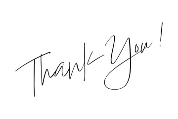 Thank You ! - thank you word, text or lettering. Vector script and handwritten typography. Thank you word for note, card, sign, banner. Isolated.
