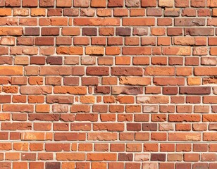 Fototapeta premium Realistic Red and Brown Clay Brick Wall Texture Close-Up