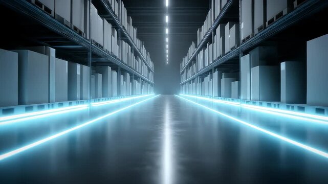 Modern Warehouse Blue Tech Shelf Channel