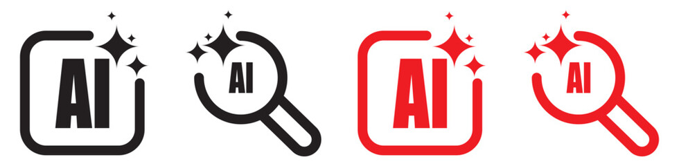 Generative AI logo icon.search icon with magic sparkle stars symbol. editable strokes. vector illustration.