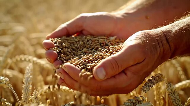 Golden Harvest Hands Full of Grain