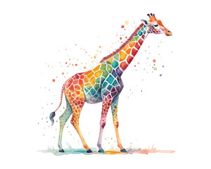 watercolor giraffe vector illustration isolated on white background