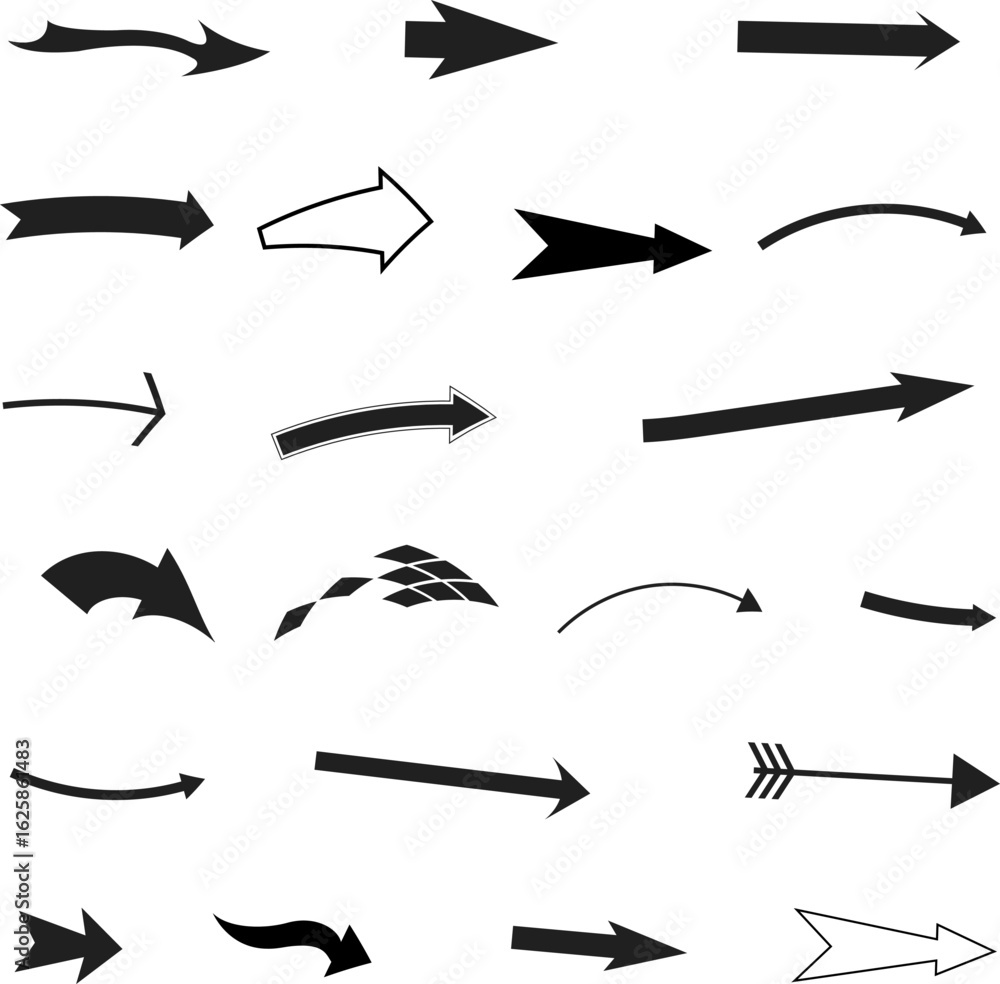 Poster a black vector collection of web arrow icons for direction and navigation