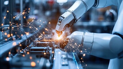 Robotic Arm Assembling Components with Sparks and Digital Connections