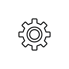 Bold Black Outline Gear Icon:  Settings, Options, Mechanism, Engineering, Technology, Simple, Minimalist Design.