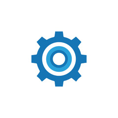 Abstract Blue Gear Cogwheel with Circular Progress Chart:  Modern Technology and Business Process Icon.