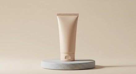 Beige Cosmetic Tube Mockup: Minimalist Branding
