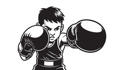 Boxing Silhouette Punch Boy Boxer Gloves Athletic Sport Aggression Fitness Strength Motivation