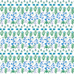 Bohemian flowers. Seamless pattern of decorative flowers on a white background.