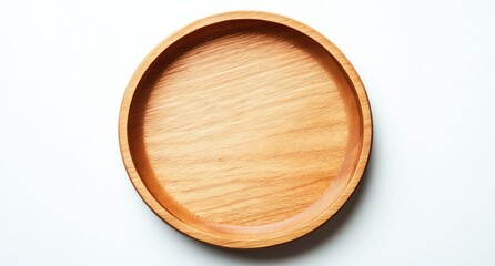 Round wooden plate on white background (1)