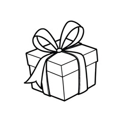 GIft box line art, gift box line drawing, Birthday gift box